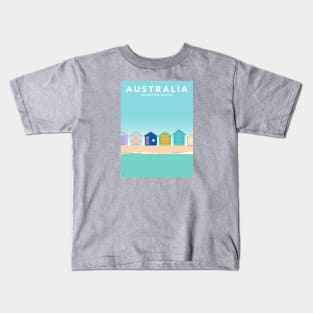 Brighton Beach, Australia Travel Poster Kids T-Shirt